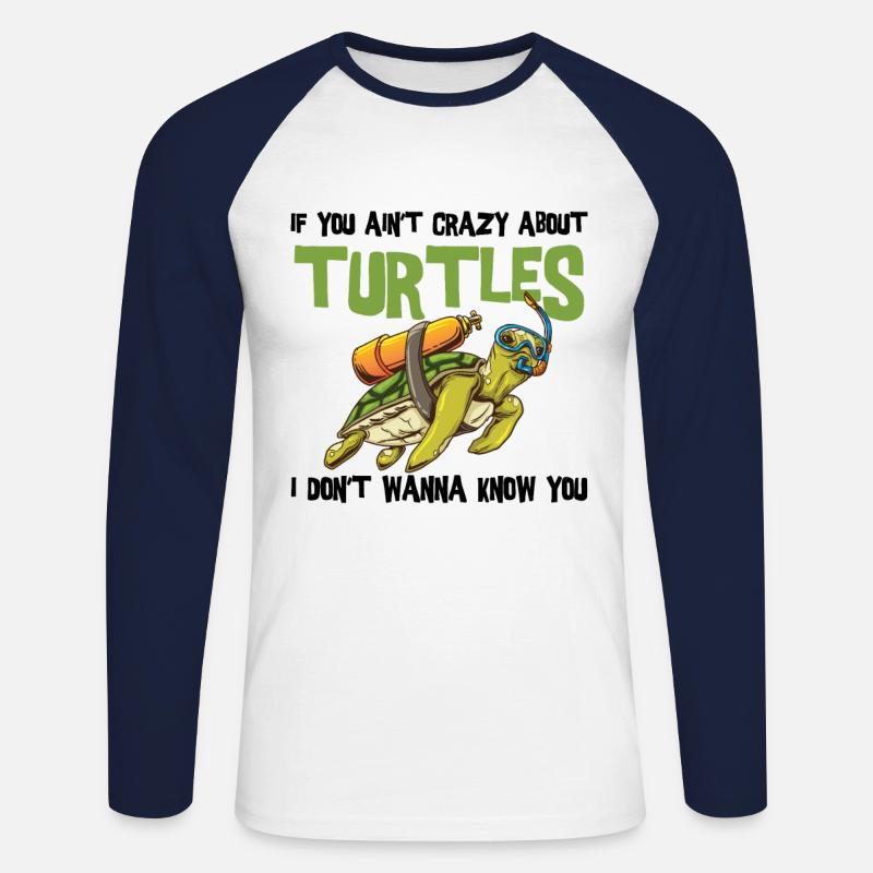 Turtle Lover Sea Turtle Diving - Unisex Long Sleeve Baseball T-Shirt - white/navy