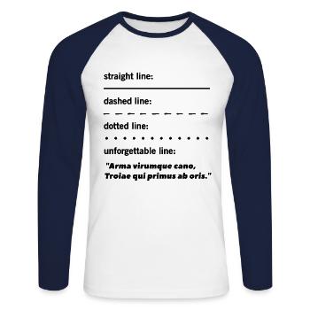 Latin Professeur de Latin Latin - T-shirt baseball manches longues Homme - blanc/marine - Devant - Nik (191cm)