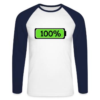 Battery 1 Battery charge level - Unisex Long Sleeve Baseball T-Shirt - white/navy - Front - Nik (191cm)