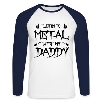Metal E-Gitarre Kinder Rock Papa Baby - Unisex Baseballshirt langarm - Weiß/Navy - Vorne - Nik (191cm)