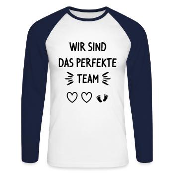 Wir Sind Das Perfekte Team Familie Baby Hund - Unisex Baseballshirt langarm - Weiß/Navy - Vorne - Nik (191cm)