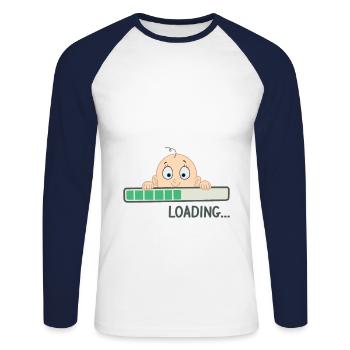 Loading Young pregnancy Expectant mother - T-shirt baseball manches longues Homme - blanc/marine - Devant - Nik (191cm)