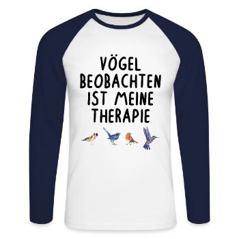 Vögel Beobachten Ist Meine Therapie Vogel - Unisex Baseballshirt langarm - Weiß/Navy - Vorne - Nik (191cm)