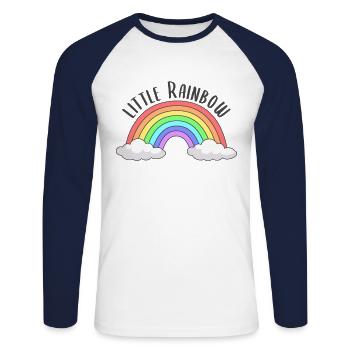 Little Rainbow - Regenbogenbaby Schwangerschaft - Unisex Baseballshirt langarm - Weiß/Navy - Vorne - Nik (191cm)