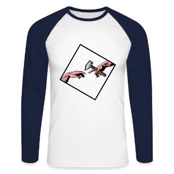 Schmied Schmiede Amboss Metallbauer Metall - Unisex Baseballshirt langarm - Weiß/Navy - Vorne - Nik (191cm)