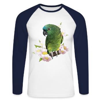 The blue-fronted amazon - Unisex Long Sleeve Baseball T-Shirt - white/navy - Front - Nik (191cm)