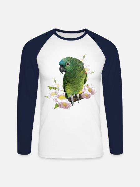 The blue-fronted amazon - Unisex Long Sleeve Baseball T-Shirt - white/navy