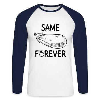 Same Eggplant Forever - Braut JGA Lustig - Unisex Baseballshirt langarm - Weiß/Navy - Vorne - Nik (191cm)