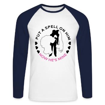Braut Junggesellinnenabschied JGA Hochzeit - Unisex Baseballshirt langarm - Weiß/Navy - Vorne - Nik (191cm)