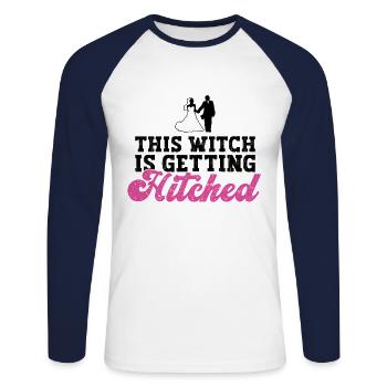 Diese Hexe wird verheiratet - Braut JGA - Unisex Baseballshirt langarm - Weiß/Navy - Vorne - Nik (191cm)