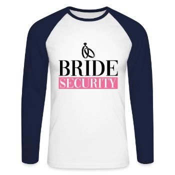 Bride Security - Bride Bachelorette Party JGA - Unisex Long Sleeve Baseball T-Shirt - white/navy - Front - Nik (191cm)
