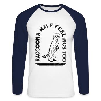 Waschbär Tierschutz Tierrecht Aktivist - Unisex Baseballshirt langarm - Weiß/Navy - Vorne - Nik (191cm)