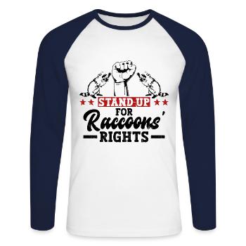 Waschbär Tierschutz Tierrecht Aktivist - Unisex Baseballshirt langarm - Weiß/Navy - Vorne - Nik (191cm)