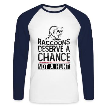 Waschbär Tierschutz Tierrecht Aktivist - Unisex Baseballshirt langarm - Weiß/Navy - Vorne - Nik (191cm)