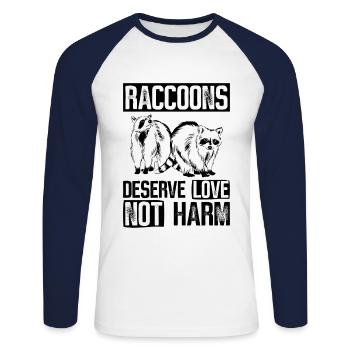 Raccoon Animal Welfare Animal Rights Activist - T-shirt baseball manches longues Homme - blanc/marine - Devant - Nik (191cm)