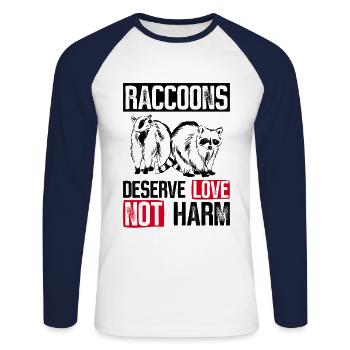 Waschbär Tierschutz Tierrecht Aktivist - Unisex Baseballshirt langarm - Weiß/Navy - Vorne - Nik (191cm)