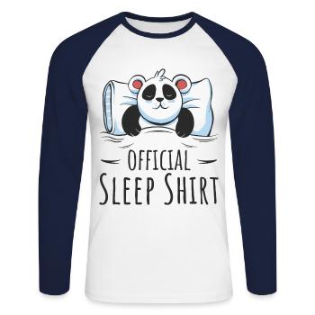 Pandas Offizielles Schlafshirt für Panda-Fans - Unisex Baseballshirt langarm - Weiß/Navy - Vorne - Nik (191cm)