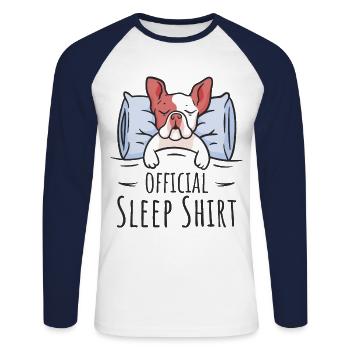 French Mastiff Official Sleep Shirt for Fans of D - Unisex Long Sleeve Baseball T-Shirt - white/navy - Front - Nik (191cm)