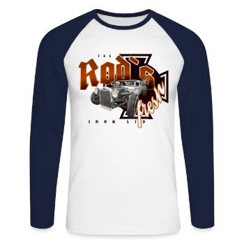 rod´s fresh - Unisex Baseballshirt langarm - Weiß/Navy - Vorne - Nik (191cm)