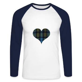 tartan day coeur national Tartan jour - T-shirt baseball manches longues Homme - blanc/marine - Devant - Nik (191cm)