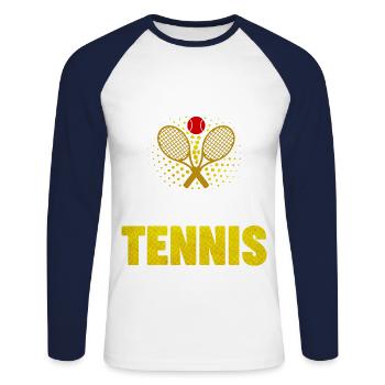 tennis - T-shirt baseball manches longues Homme - blanc/marine - Devant - Nik (191cm)