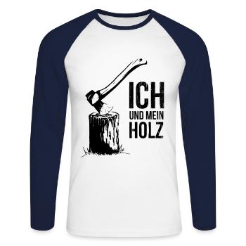 Ich und Mein Holz Lustiges Holzfäller Axt Geschenk - Unisex Baseballshirt langarm - Weiß/Navy - Vorne - Nik (191cm)