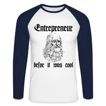 Entrepreneur befor it was cool Da Vinci motif Weis - Unisex Long Sleeve Baseball T-Shirt - white/navy - Front - Nik (191cm)