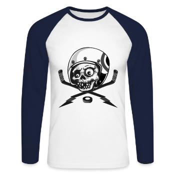 Eishockey Hockeyspieler Geschenk - Unisex Baseballshirt langarm - Weiß/Navy - Vorne - Nik (191cm)