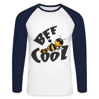 Bee cool Bienen Imker Geschenk - Unisex Baseballshirt langarm - Weiß/Navy - Vorne - Nik (191cm)