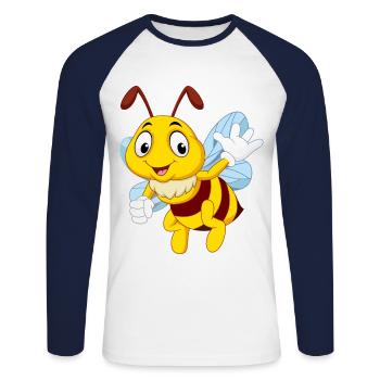 Bee beekeeper gift shirt - Unisex Long Sleeve Baseball T-Shirt - white/navy - Front - Nik (191cm)