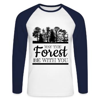 May The Forest Be With You May Fourth Fourth of May - Unisex Long Sleeve Baseball T-Shirt - white/navy - Front - Nik (191cm)