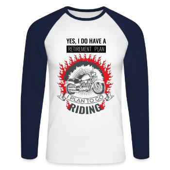 Dire de retraite pour motards motards - T-shirt baseball manches longues Homme - blanc/marine - Devant - Nik (191cm)