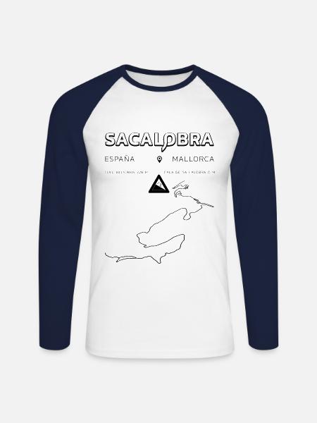 Sa Calobra Cycling Shirts and Apparel - Unisex Long Sleeve Baseball T-Shirt - white/navy