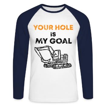 Baggerfahrer Bagger Spruch - Unisex Baseballshirt langarm - Weiß/Navy - Vorne - Nik (191cm)