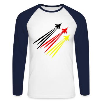 Pilote avion allemand Allemagne Pilotes - T-shirt baseball manches longues Homme - blanc/marine - Devant - Nik (191cm)