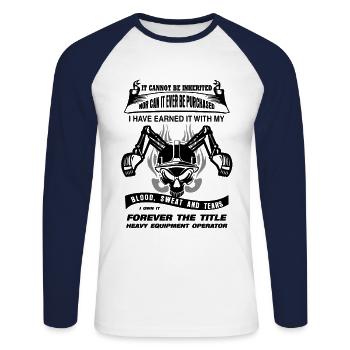 Baggerfahrer Spruch Bagger - Unisex Baseballshirt langarm - Weiß/Navy - Vorne - Nik (191cm)