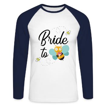 Cadeau de la mariée apiculteur de la mariée à l'abeille - T-shirt baseball manches longues Homme - blanc/marine - Devant - Nik (191cm)