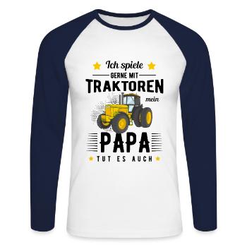 Vater Geschenk Traktoren Traktor - Unisex Baseballshirt langarm - Weiß/Navy - Vorne - Nik (191cm)