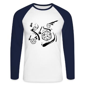 Dés combat cadeau amusant - T-shirt baseball manches longues Homme - blanc/marine - Devant - Nik (191cm)