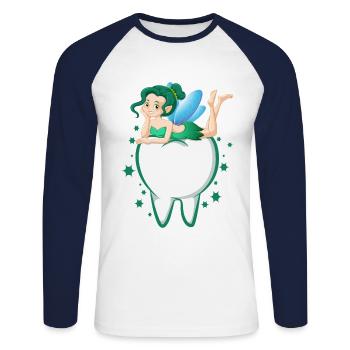 Zahnarzt Zahnfee Zahnärztin Zähne Shirt - Unisex Baseballshirt langarm - Weiß/Navy - Vorne - Nik (191cm)