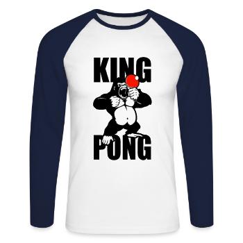 King Pong - Unisex Long Sleeve Baseball T-Shirt - white/navy - Front - Nik (191cm)
