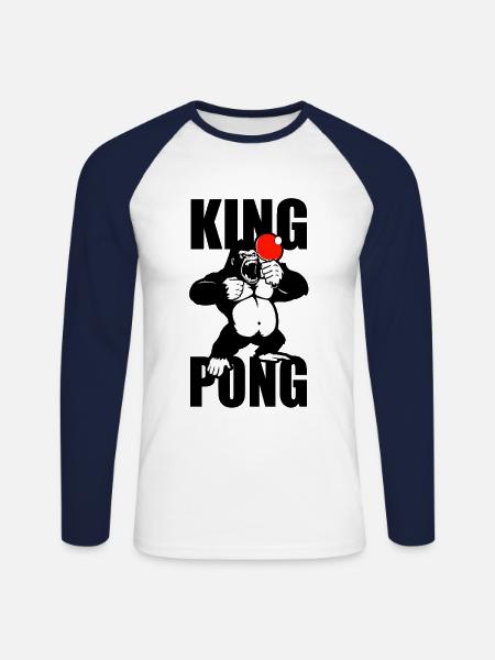 King Pong - Unisex Long Sleeve Baseball T-Shirt - white/navy