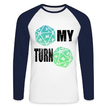 My turn My turn Dice Dice dice games - Unisex Long Sleeve Baseball T-Shirt - white/navy - Front - Nik (191cm)