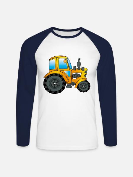 tractor - Unisex Long Sleeve Baseball T-Shirt - white/navy