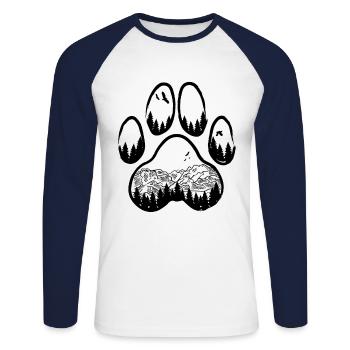 Berge Wandern Camping Hund Hundepfote - Unisex Baseballshirt langarm - Weiß/Navy - Vorne - Nik (191cm)