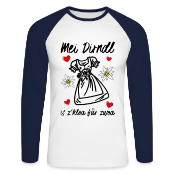 Mei Dirndl Is Z Kloa Pour Zwoa Wiesn - T-shirt baseball manches longues Homme - blanc/marine - Devant - Nik (191cm)