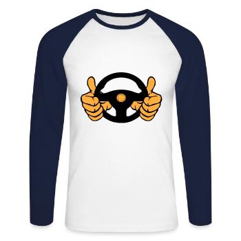 Bus chauffeur de taxi chauffeur de taxi - T-shirt baseball manches longues Homme - blanc/marine - Devant - Nik (191cm)
