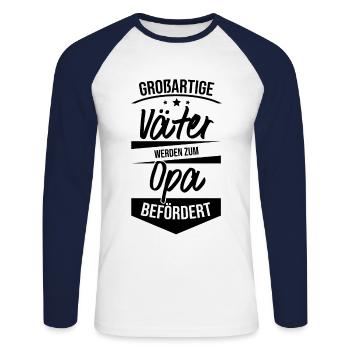 Grand papa grand-père - T-shirt baseball manches longues Homme - blanc/marine - Devant - Nik (191cm)