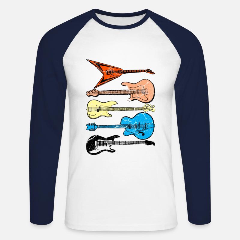Guitar guitars gift idea - Unisex Long Sleeve Baseball T-Shirt - white/navy