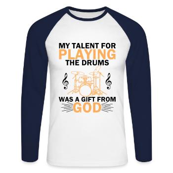 Gift idea percussion player - Unisex Long Sleeve Baseball T-Shirt - white/navy - Front - Nik (191cm)